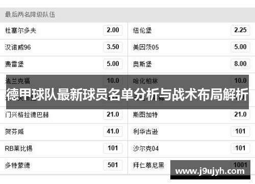 德甲球队最新球员名单分析与战术布局解析